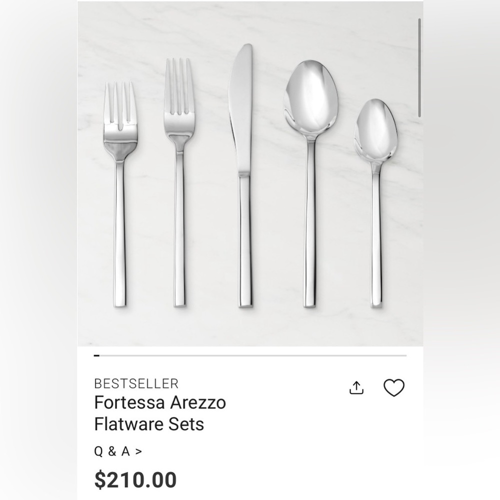 Fortessa - Arezzo 20 Piece Flatware Set - Stainless Steal *Mirror Finish* NWT